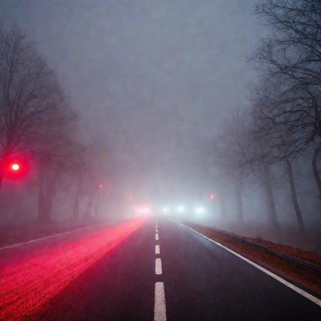 Машины в густом тумане на трассе