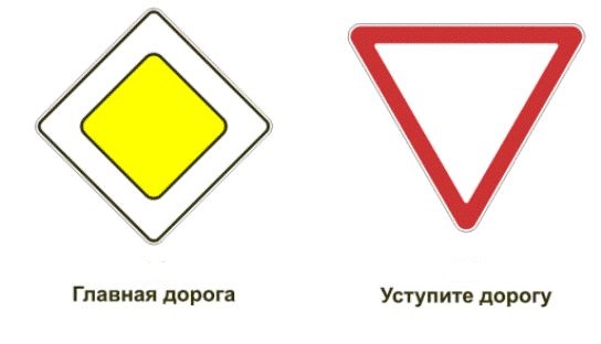 Знак «Главная дорога» и «Уступи дорогу»