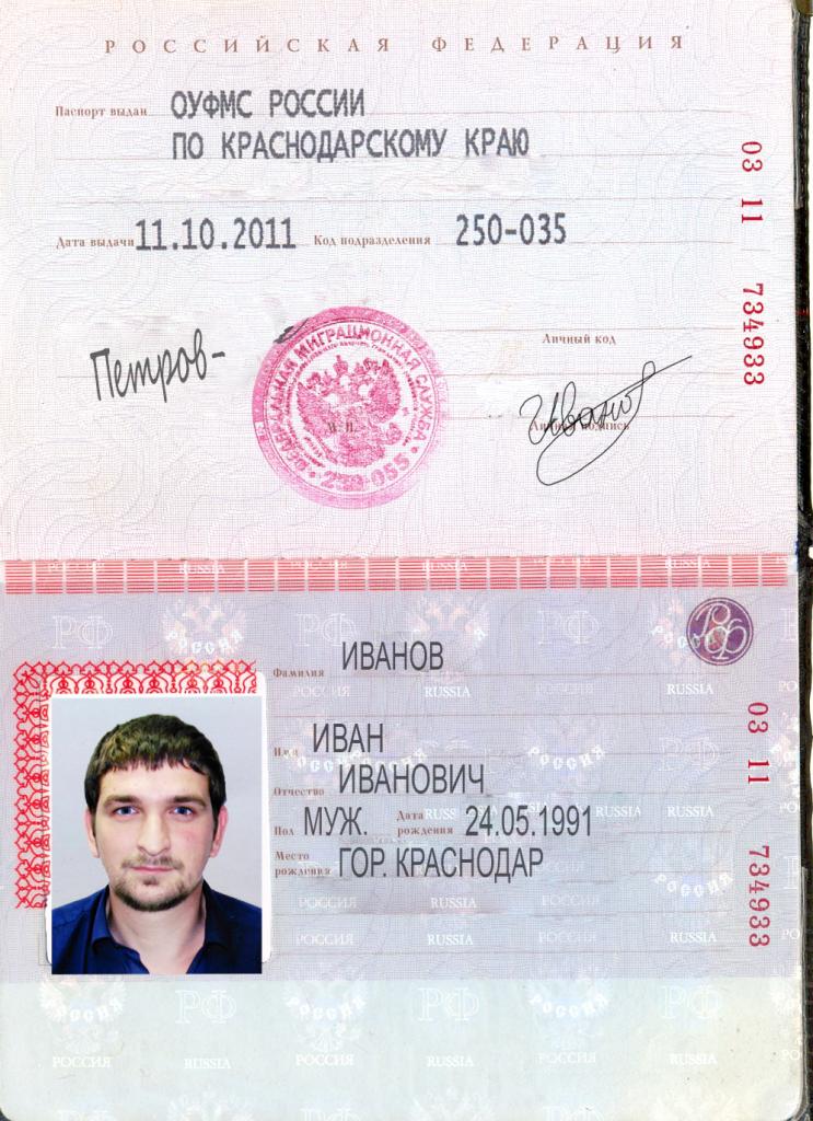 Паспорт пример