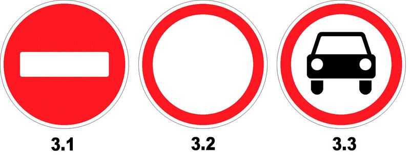 различия между знаками 3.1, 3.2 и 3.3