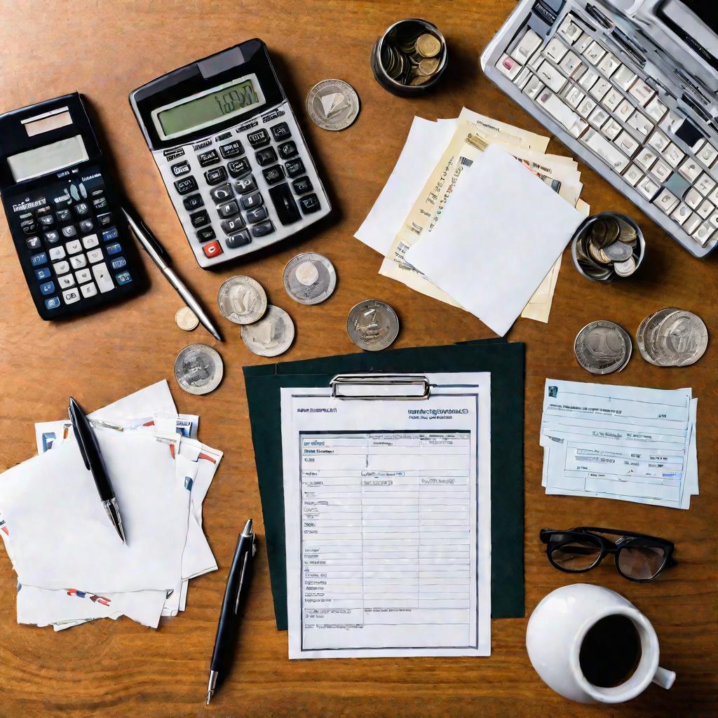 Вид рабочего стола с калькулятором и налоговыми уведомлениями