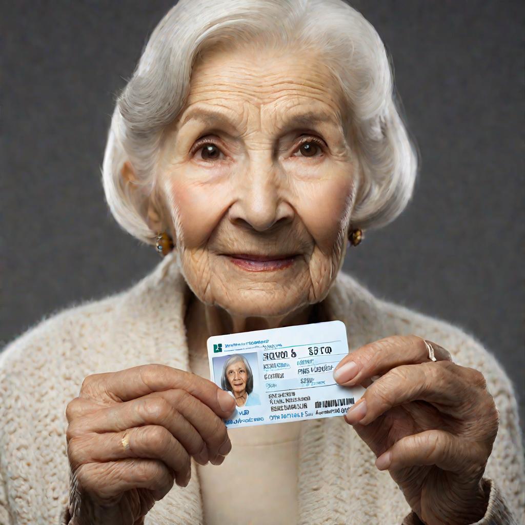 Пожилая женщина держит удостоверение